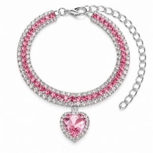 Rosé Heart – περιλαίμιο γάτας με ροζ κρύσταλλα